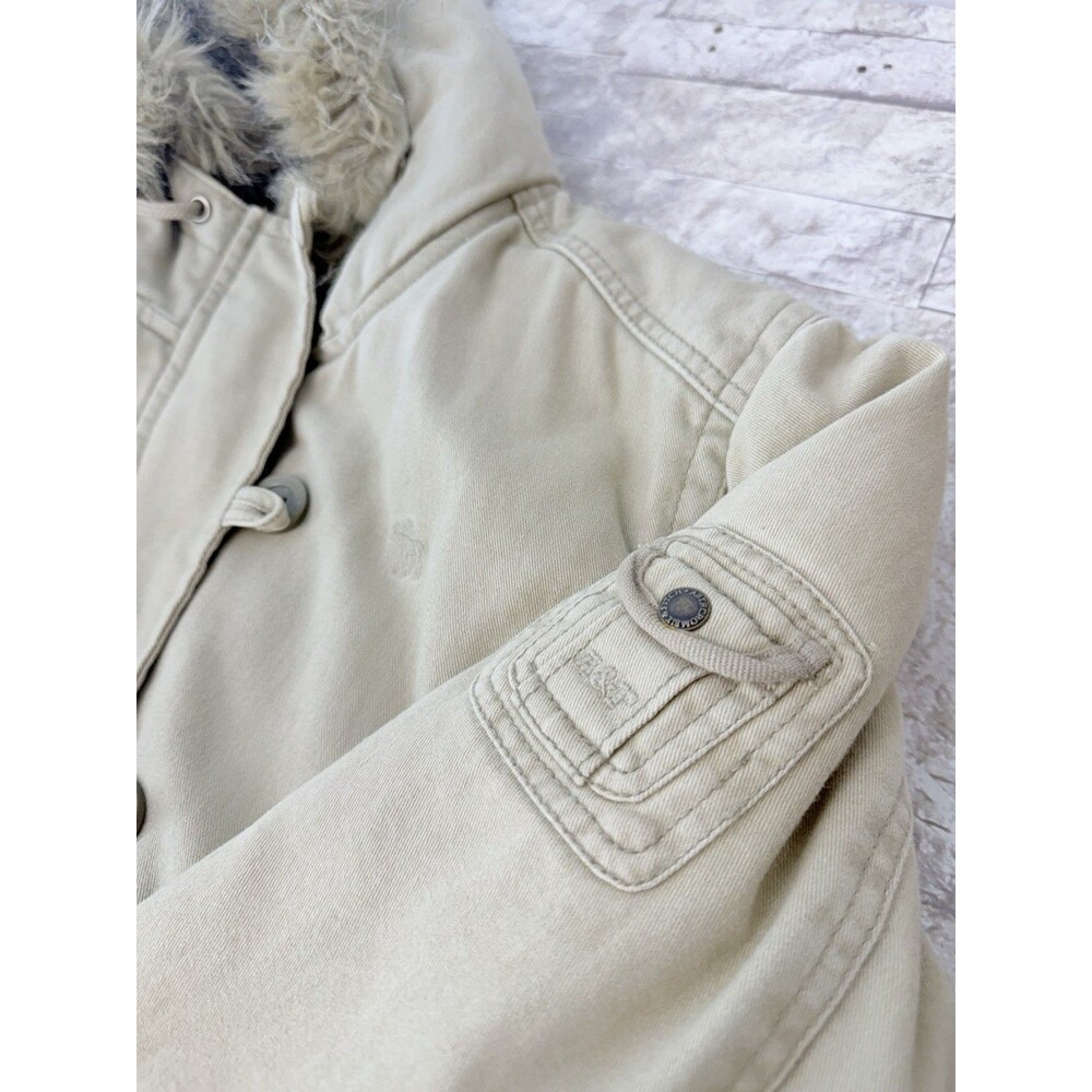 Vintage Y2K Abercrombie & Fitch Faux Fur Hooded Bomber Jacket Women’s Size L - Picture 15 of 16